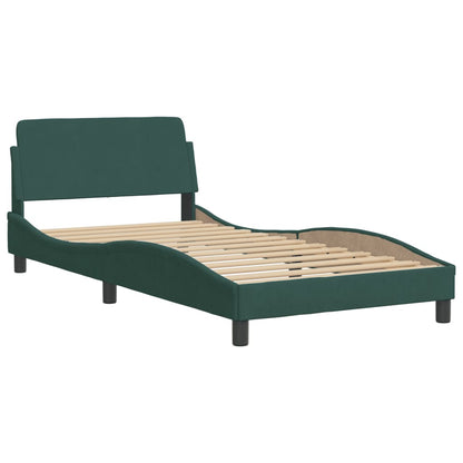 Cama com colchão 100x200 cm veludo verde-escuro