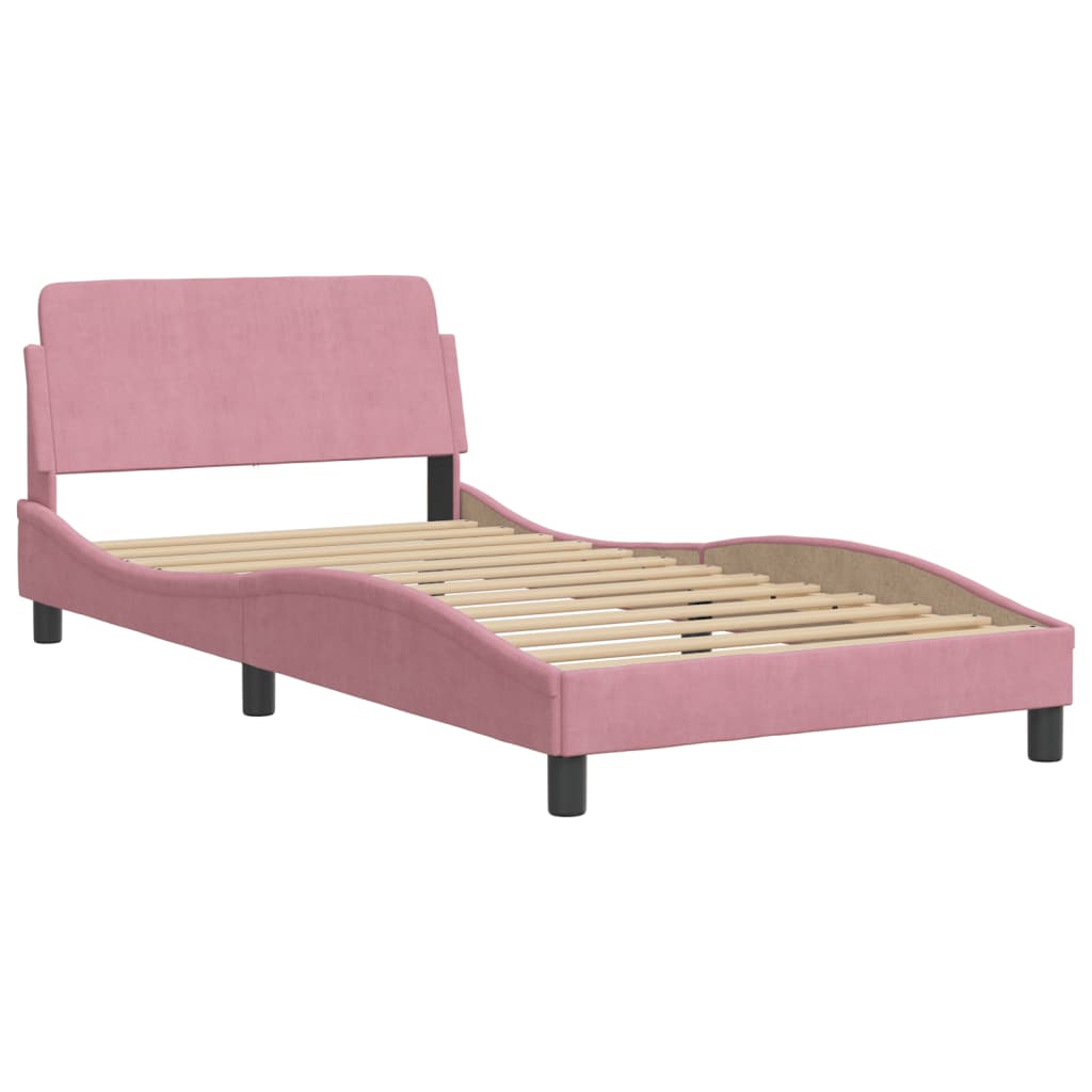 Cama com colchão 100x200 cm veludo rosa