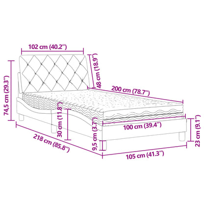 Cama com colchão 100x200 cm veludo rosa