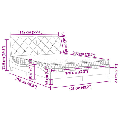 Cama com colchão 120x200 cm veludo cinzento-claro