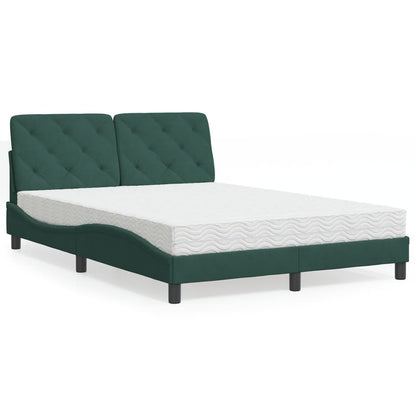 Cama com colchão 120x200 cm veludo verde-escuro