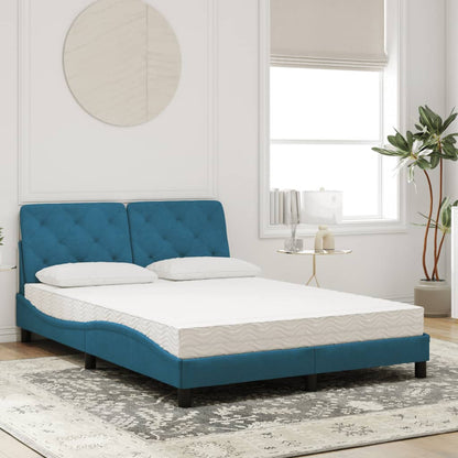 Cama com colchão 120x200 cm veludo azul