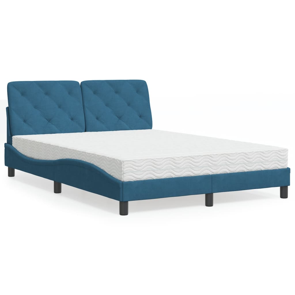 Cama com colchão 120x200 cm veludo azul