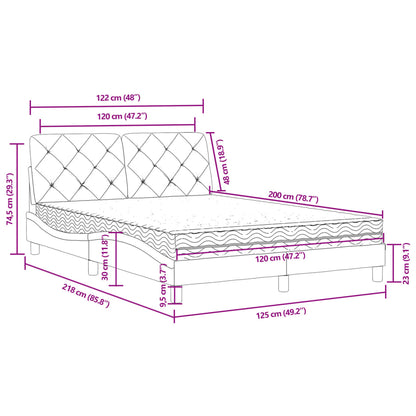 Cama com colchão 120x200 cm veludo rosa