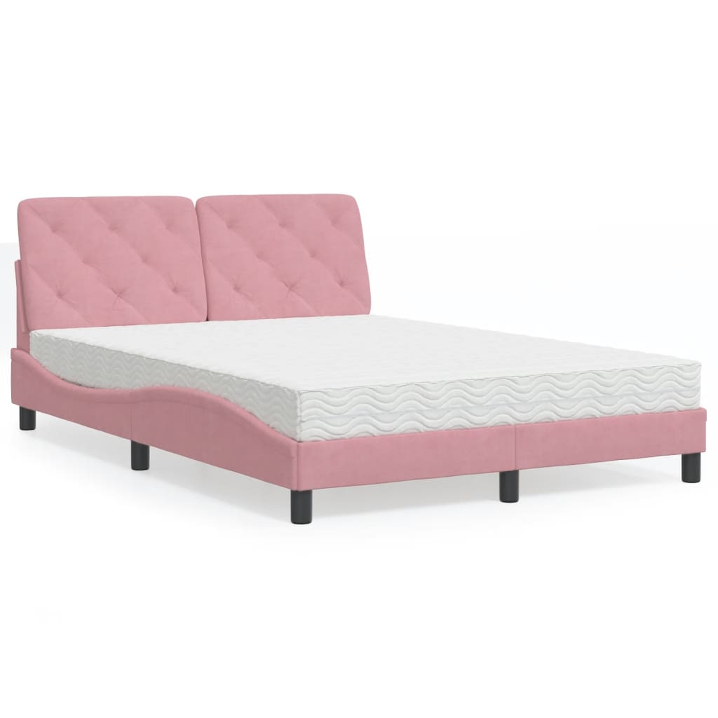 Cama com colchão 120x200 cm veludo rosa