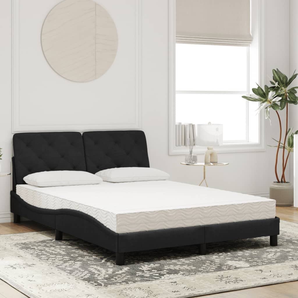 Cama com colchão 140x190 cm veludo preto