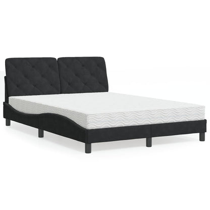 Cama com colchão 140x190 cm veludo preto