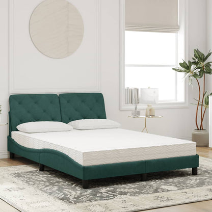 Cama com colchão 140x190 cm veludo verde-escuro