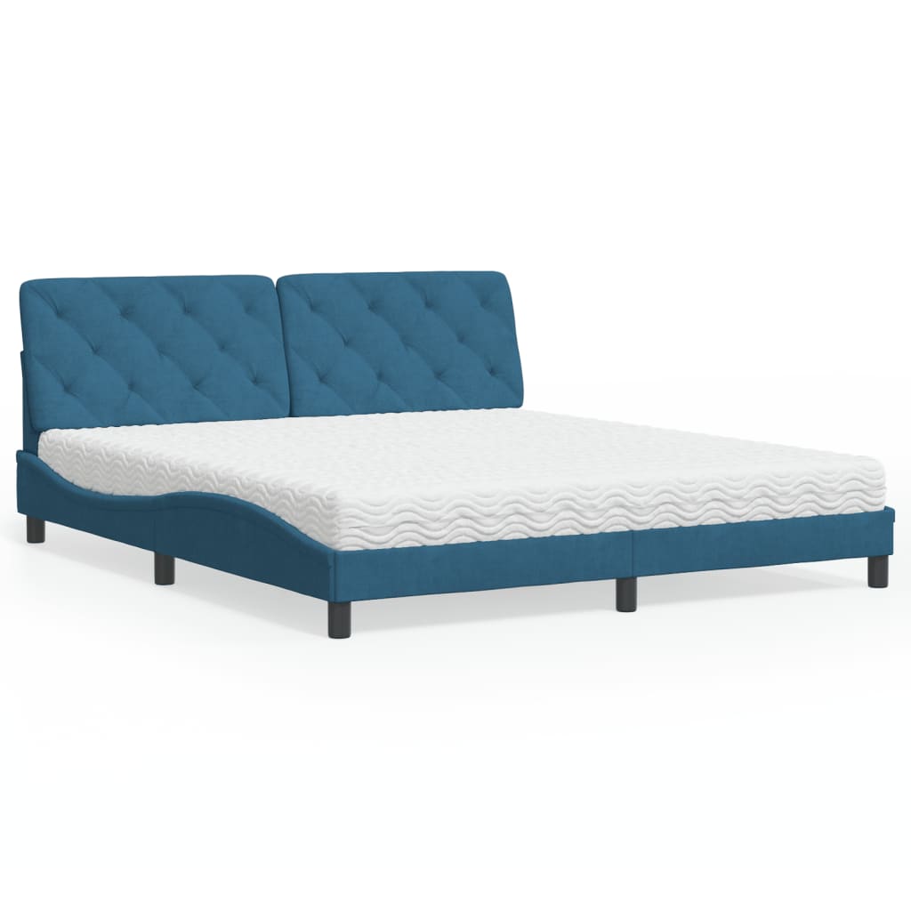 Cama com colchão 180x200 cm veludo azul