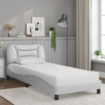 Cama com colchão 80x200 cm couro artificial branco