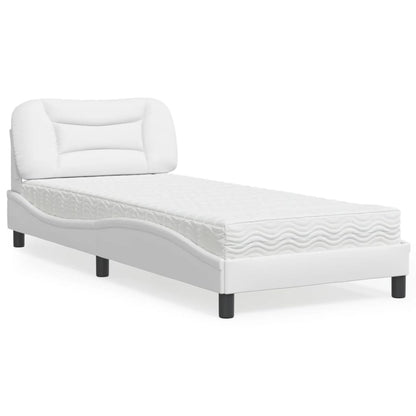 Cama com colchão 80x200 cm couro artificial branco