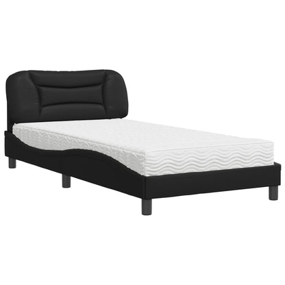 Cama com colchão 100x200 cm couro artificial preto