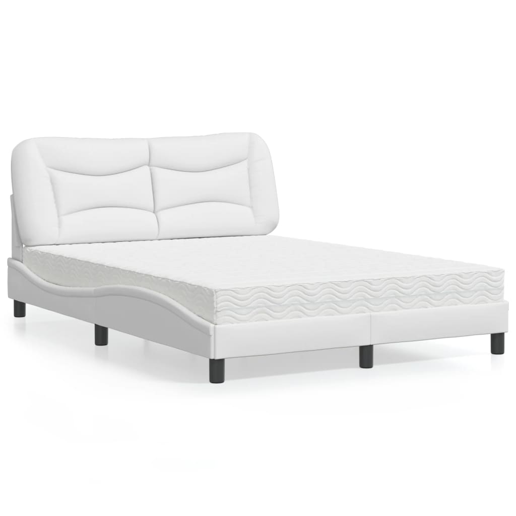 Cama com colchão 120x200 cm couro artificial branco