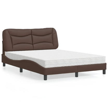 Cama com colchão 120x200 cm couro artificial castanho