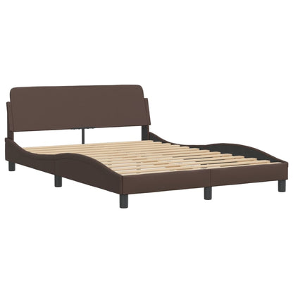 Cama com colchão 140x190 cm couro artificial castanho