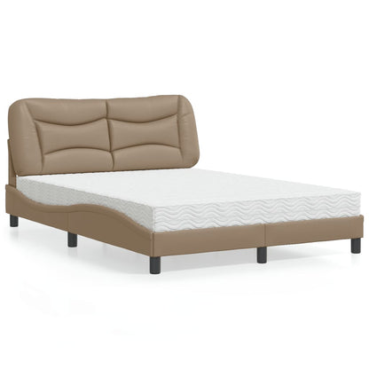 Cama com colchão 140x190 cm couro artificial cappuccino