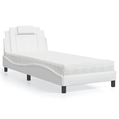 Cama com colchão 80x200 cm couro artificial branco