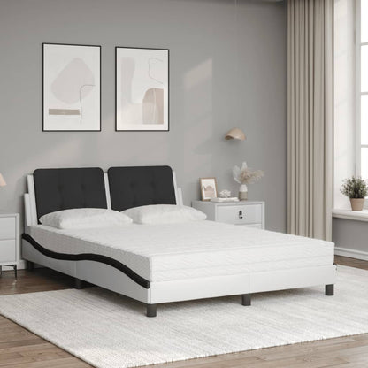 Cama com colchão 120x200 cm couro artificial branco e preto