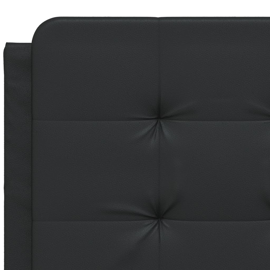 Cama com colchão 140x190 cm couro artificial preto