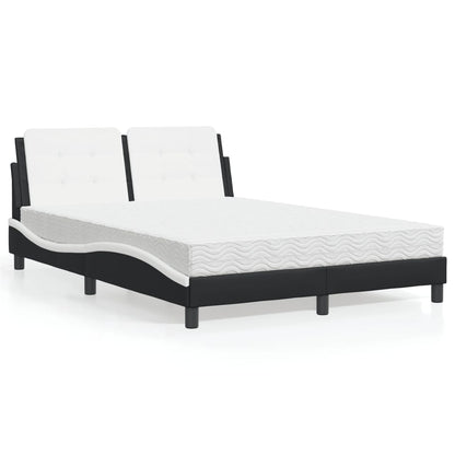 Cama com colchão 140x190 cm couro artificial preto