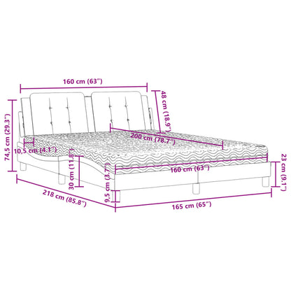 Cama com colchão 160x200 cm couro artificial branco