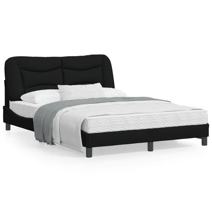 Estrutura de cama c/ luzes LED 140x190 cm tecido preto