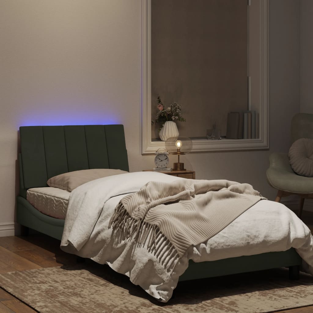 Estrutura de cama c/ luzes LED 80x200 cm veludo cinzento-claro