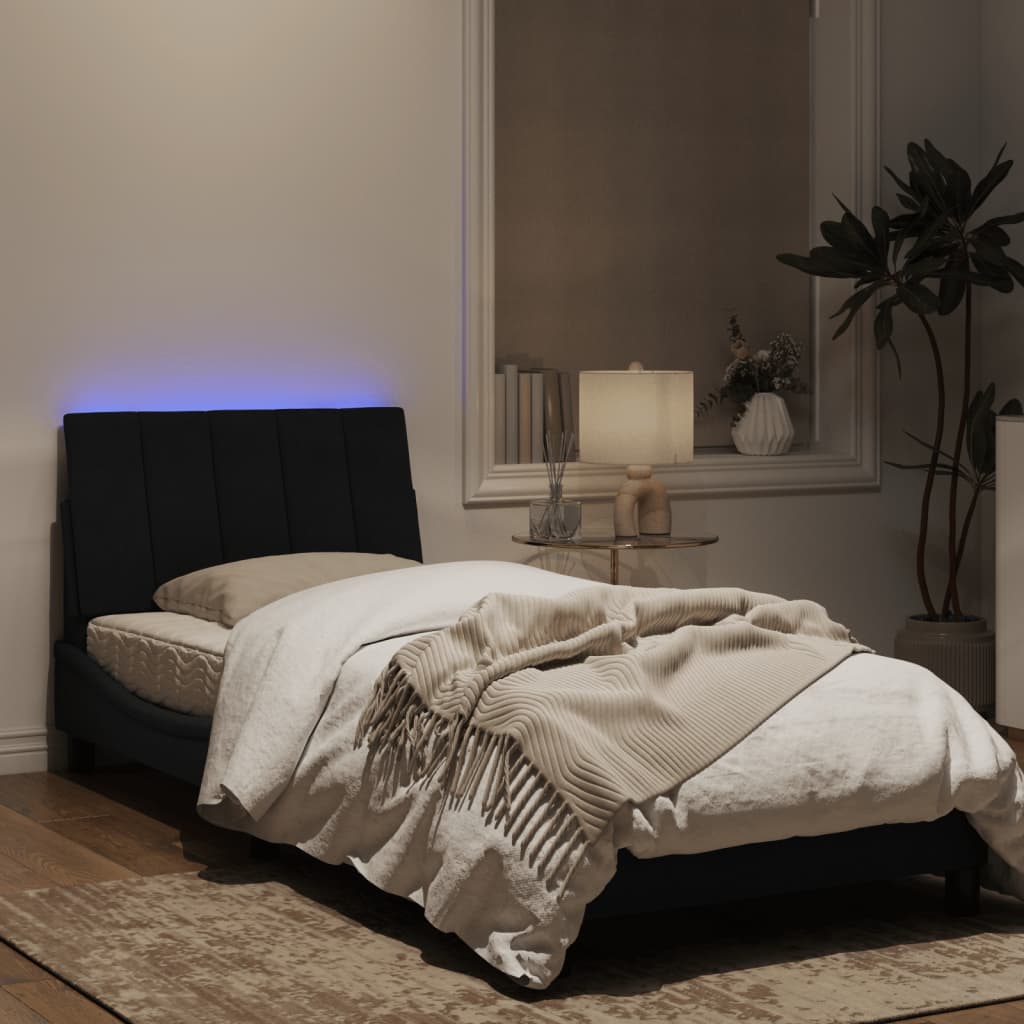 Estrutura de cama c/ luzes LED 90x190 cm veludo preto