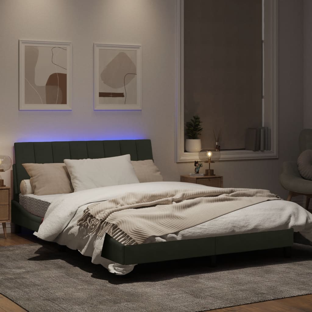 Estrutura de cama c/ luzes LED 120x200 cm veludo cinzento-claro