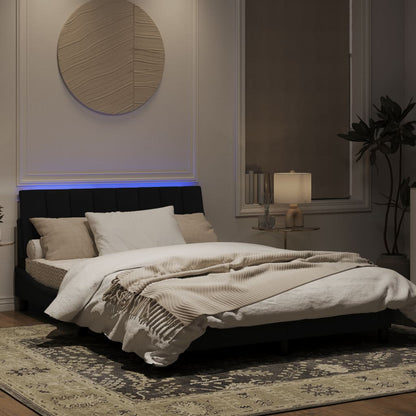 Estrutura de cama c/ luzes LED 120x200 cm veludo preto