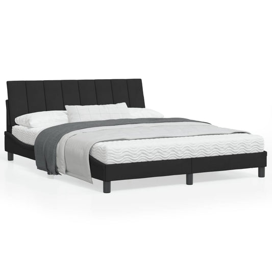 Estrutura de cama c/ luzes LED 160x200 cm veludo preto