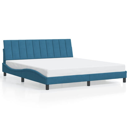 Estrutura de cama c/ luzes LED 180x200 cm veludo azul