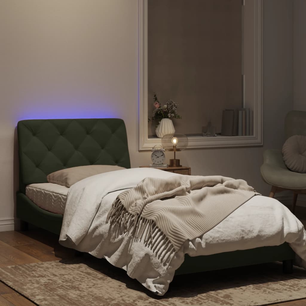 Estrutura de cama c/ luzes LED 90x190 cm veludo cinzento-claro