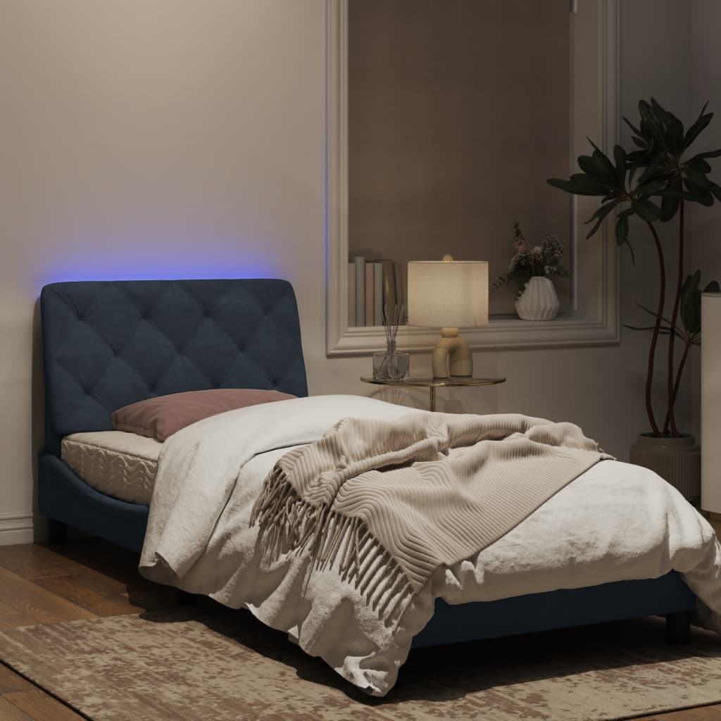 Estrutura de cama c/ luzes LED 90x200 cm veludo cinza-escuro