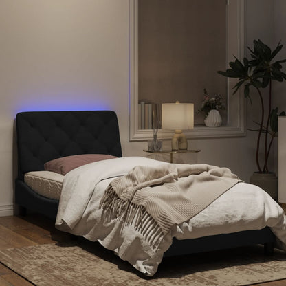 Estrutura de cama c/ luzes LED 90x200 cm veludo preto