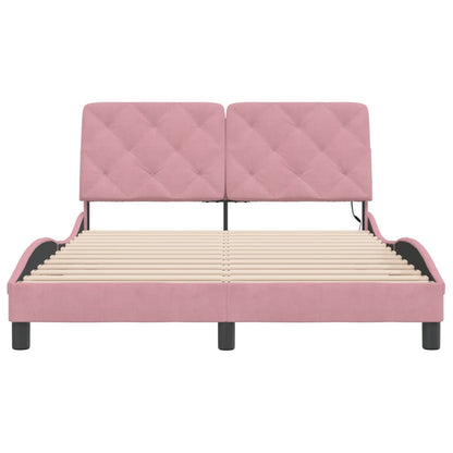 Estrutura de cama c/ luzes LED 120x200 cm veludo rosa