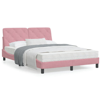 Estrutura de cama c/ luzes LED 120x200 cm veludo rosa