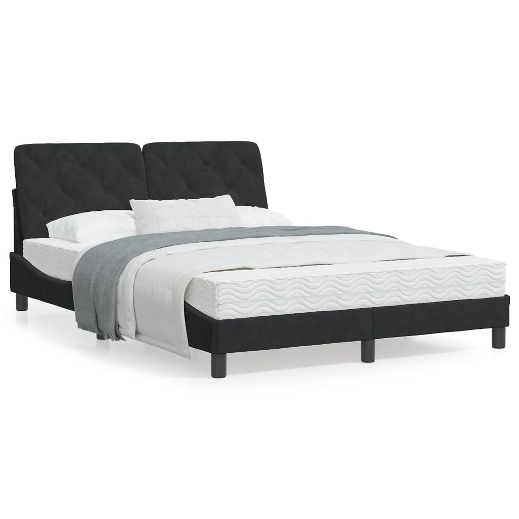 Estrutura de cama c/ luzes LED 140x200 cm veludo preto