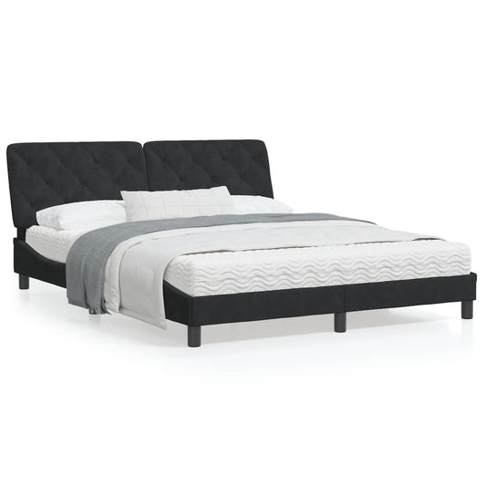 Estrutura de cama c/ luzes LED 160x200 cm veludo preto