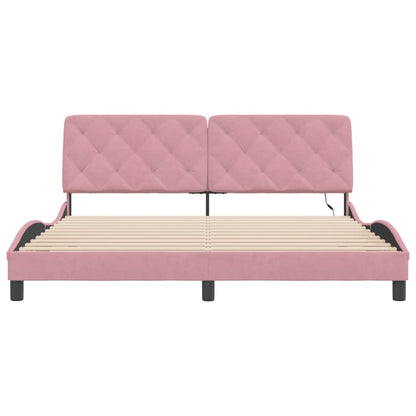 Estrutura de cama c/ luzes LED 180x200 cm veludo rosa