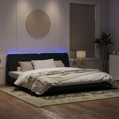 Estrutura de cama c/ luzes LED 200x200 cm veludo preto