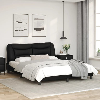 Estrutura de cama c/ luzes LED 160x200cm couro artificial preto