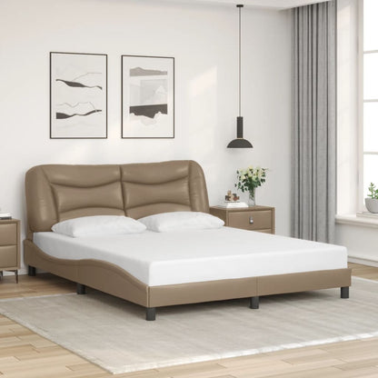 Estrutura cama c/ luzes LED 160x200 couro artificial cappuccino