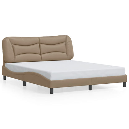 Estrutura cama c/ luzes LED 160x200 couro artificial cappuccino