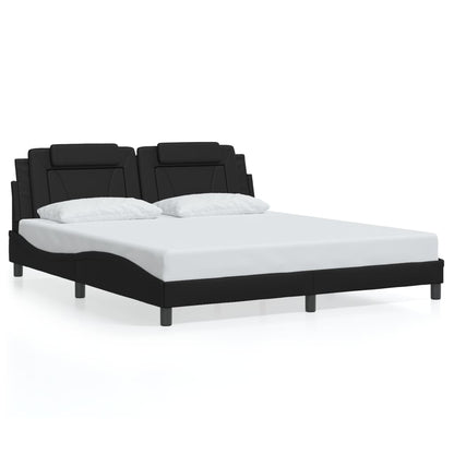 Estrutura de cama c/ luzes LED 180x200cm couro artificial preto