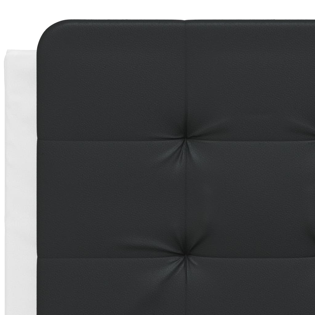 Estrutura cama c/ luzes LED 140x190cm couro artif. branco/preto