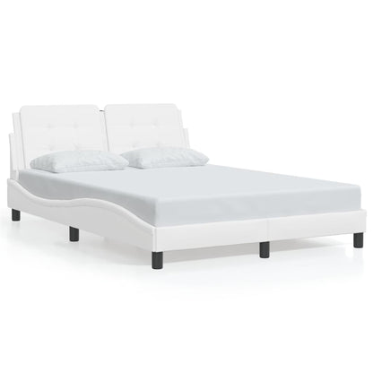 Estrutura de cama c/ luzes LED 140x200 cm couro artif. branco