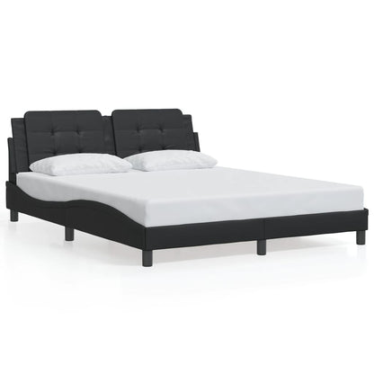 Estrutura de cama c/ luzes LED 160x200cm couro artificial preto