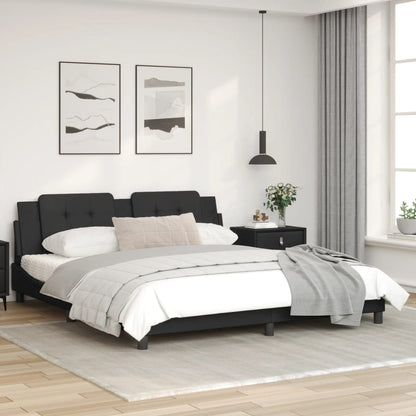 Estrutura de cama c/ luzes LED 180x200cm couro artificial preto