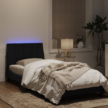 Estrutura de cama c/ luz LED 90x190 cm veludo preto